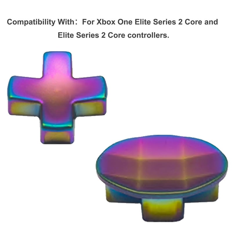 Anglepingping Store 2 Pack Metal D-Pads for Xbox One Elite Series 2 ,Standard D pad and Faceted D Pad Replacement Accessories for Xbox One Elite Series 2 Cord Controller(Rainbow) - Image 4